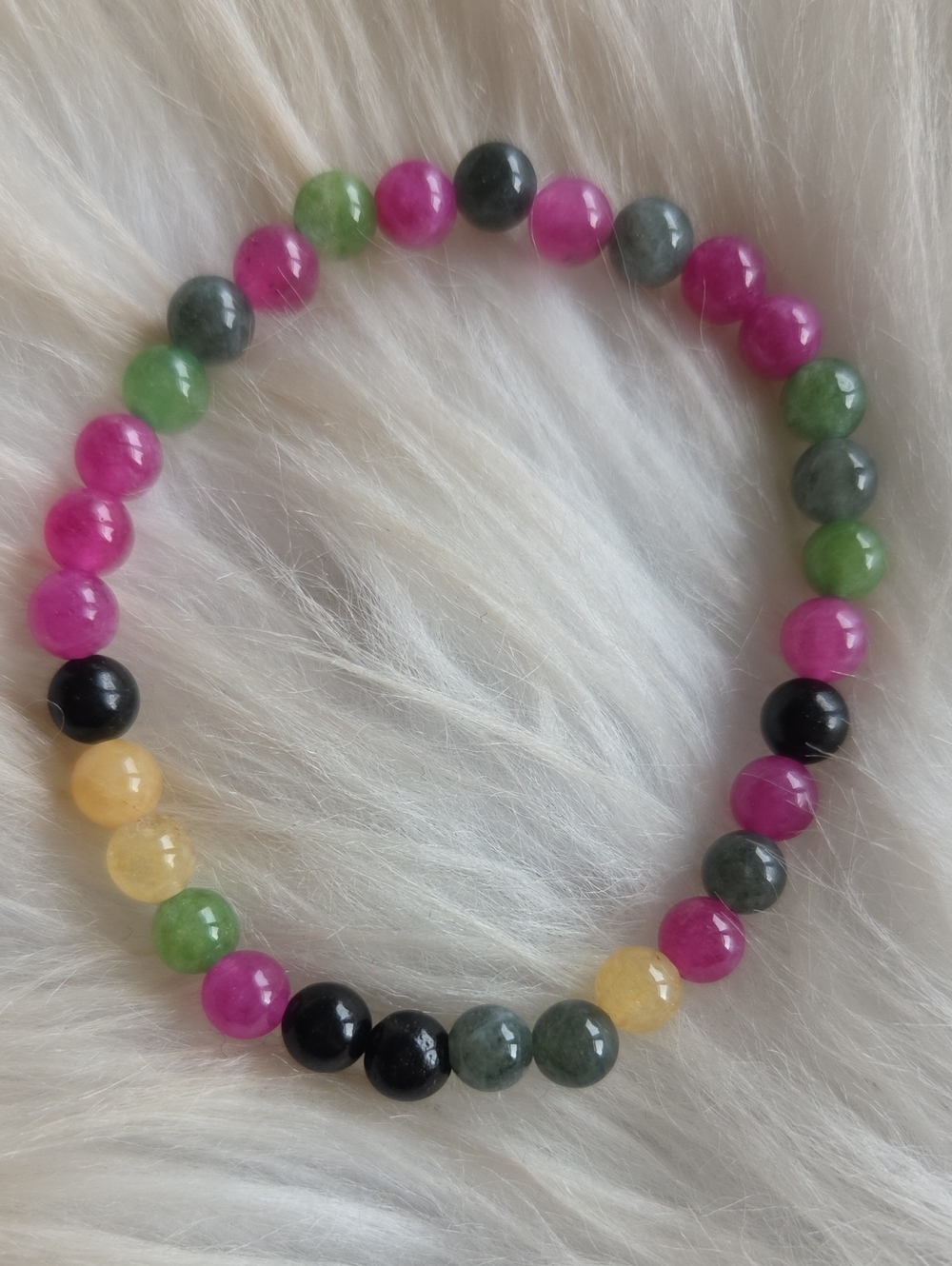 Watermelon Tourmaline Gemstone Stretchy Bracelet